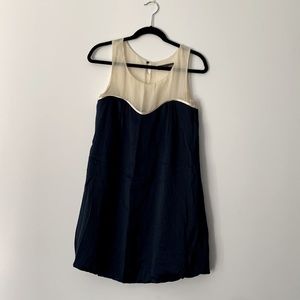 Myne short bubble dress. In navy blue and cream. Size 2.